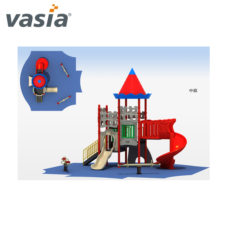 Plastic play house with slides equipment for children VS2-161213A-32
